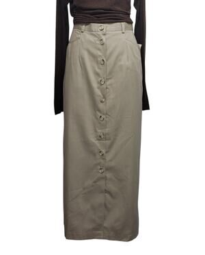 Vintage Bedford Fair Maxi Skirt Sz 7-8 Khaki 90s Office Siren Workwear